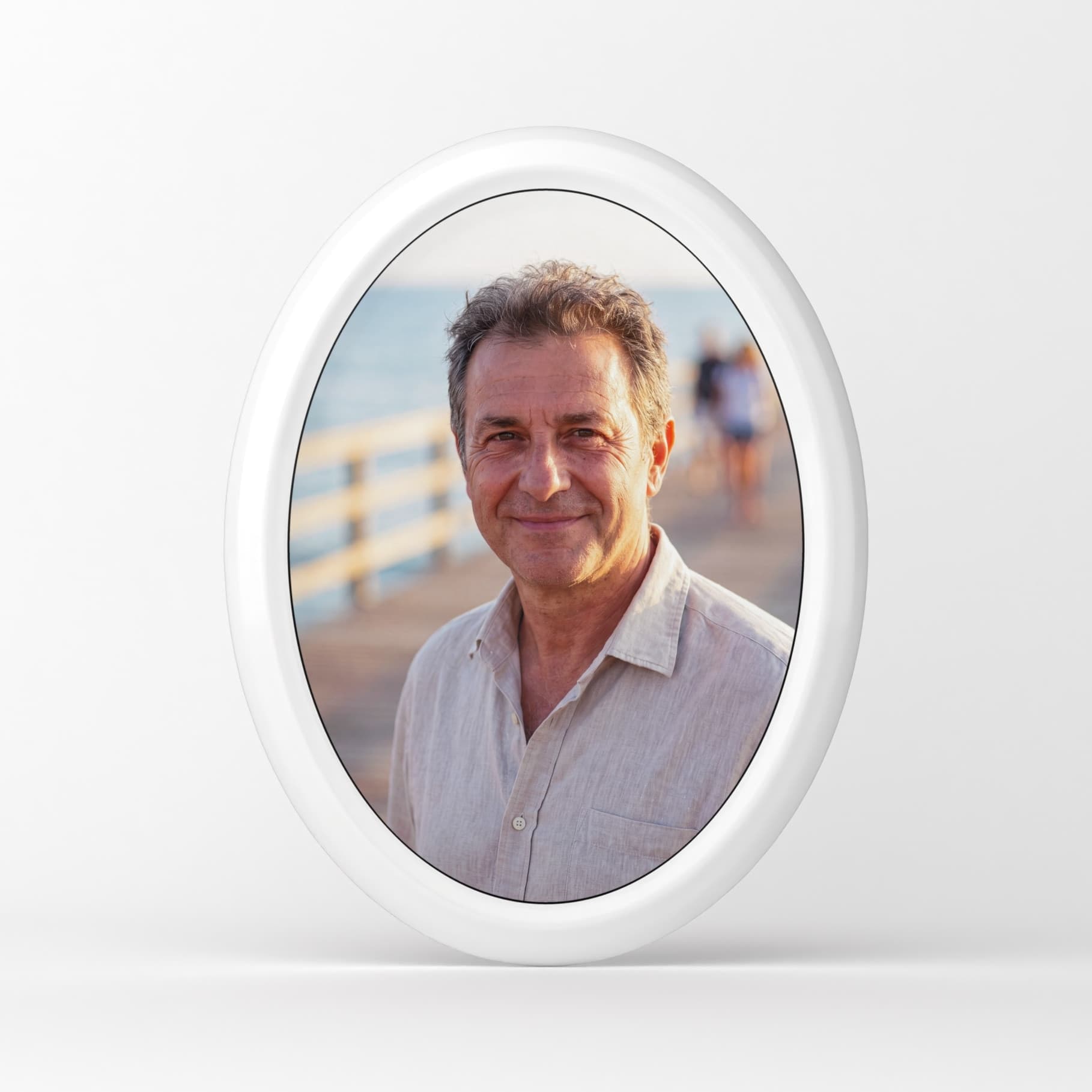 Grabsteinbild aus Porzellan - Oval mit Rand